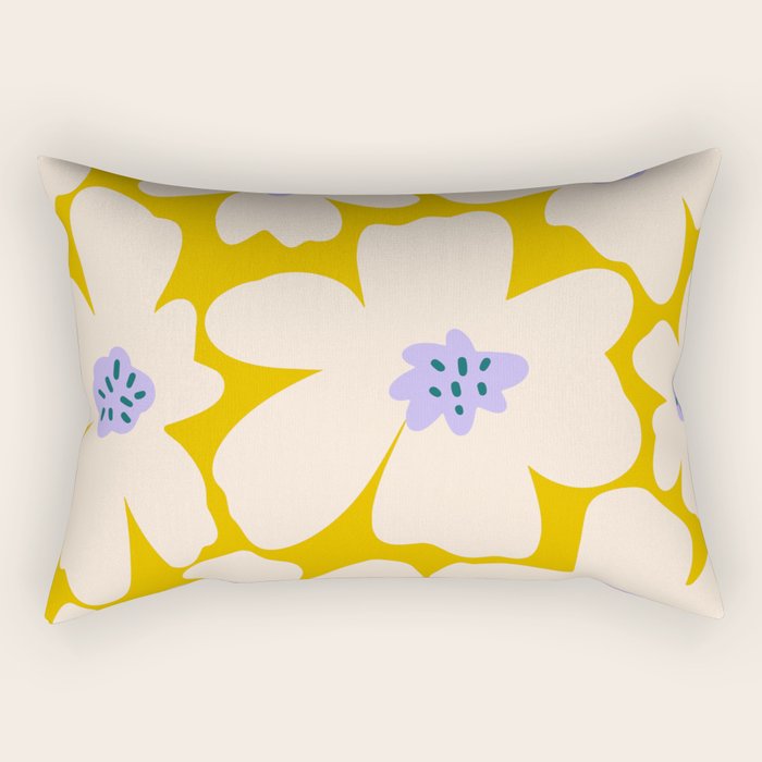 Retro Daisy - yellow, white and purple  Rectangular Pillow Gallery Image 2