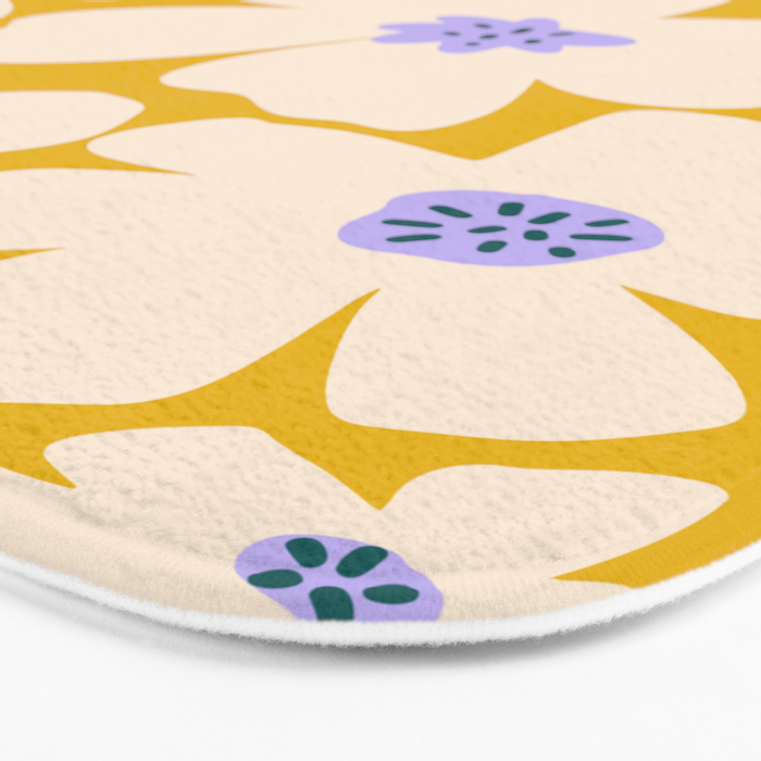 Retro Daisy - yellow, white and purple  Bath Mat Gallery Image 3