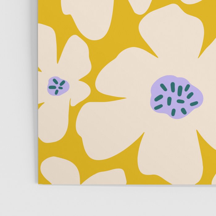 Retro Daisy - yellow, white and purple  Poster Gallery Image 3