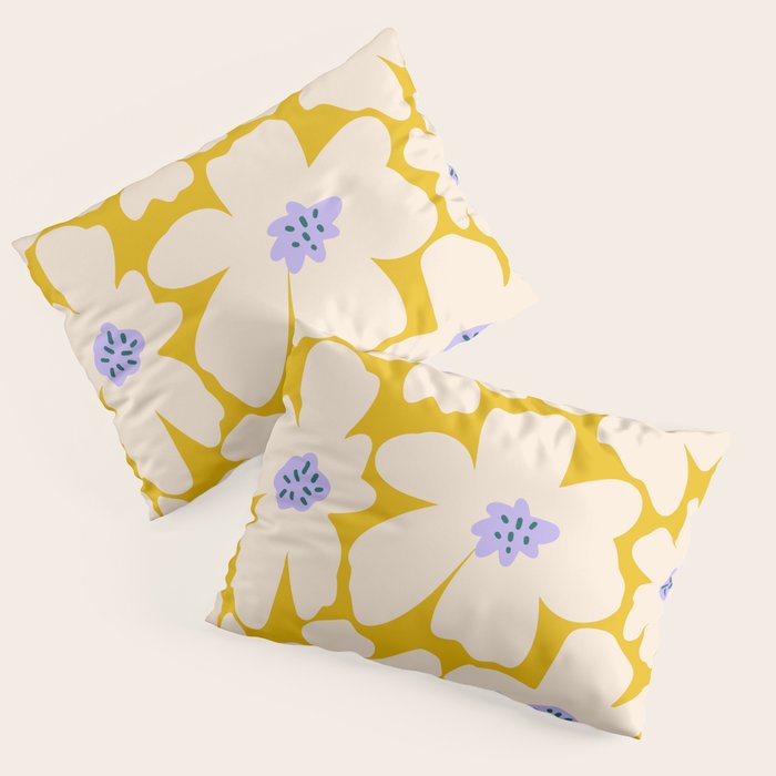 Retro Daisy - yellow, white and purple  Pillow Sham Gallery Image 3