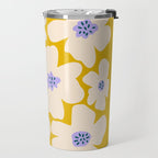 Retro Daisy - yellow, white and purple  Travel Mug Gallery Image 2