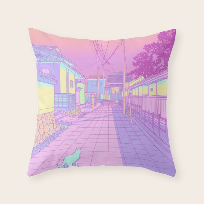 Kyoto Cats Throw Pillow