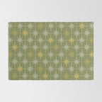 Midcentury Modern Atomic Starburst Pattern in Retro Olive Green and Vintage Celadon Tones Rug Gallery Image 2