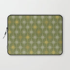 Midcentury Modern Atomic Starburst Pattern in Retro Olive Green and Vintage Celadon Tones Laptop Sleeve Gallery Image 1