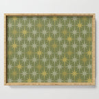 Midcentury Modern Atomic Starburst Pattern in Retro Olive Green and Vintage Celadon Tones Serving Tray Gallery Image 1