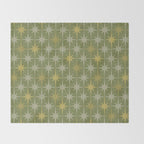 Midcentury Modern Atomic Starburst Pattern in Retro Olive Green and Vintage Celadon Tones Throw Blanket Gallery Image 2