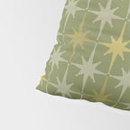 Midcentury Modern Atomic Starburst Pattern in Retro Olive Green and Vintage Celadon Tones Pillow Sham Gallery Image 4