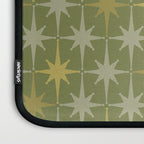 Midcentury Modern Atomic Starburst Pattern in Retro Olive Green and Vintage Celadon Tones Laptop Sleeve Gallery Image 3