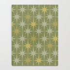 Midcentury Modern Atomic Starburst Pattern in Retro Olive Green and Vintage Celadon Tones Notebook Gallery Image 4