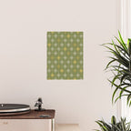 Midcentury Modern Atomic Starburst Pattern in Retro Olive Green and Vintage Celadon Tones Poster Gallery Image 2
