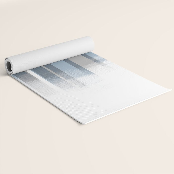 Blue and Grey Retro Style Geometric Abstract - Codex Yoga Mat Gallery Image 2