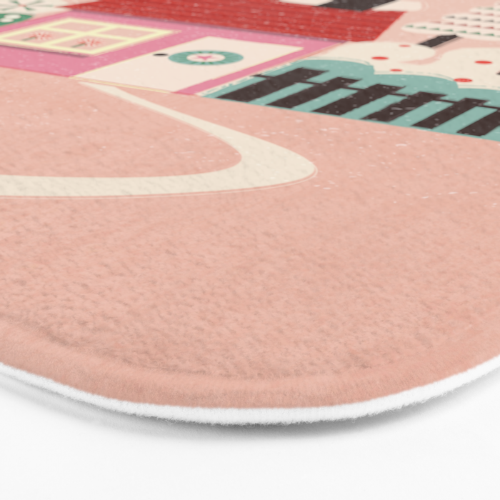 Festive Winter Hut in pink Bath Mat Gallery Image 3