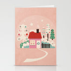 Festive Winter Hut in pink Stationery Card Gallery Image 2