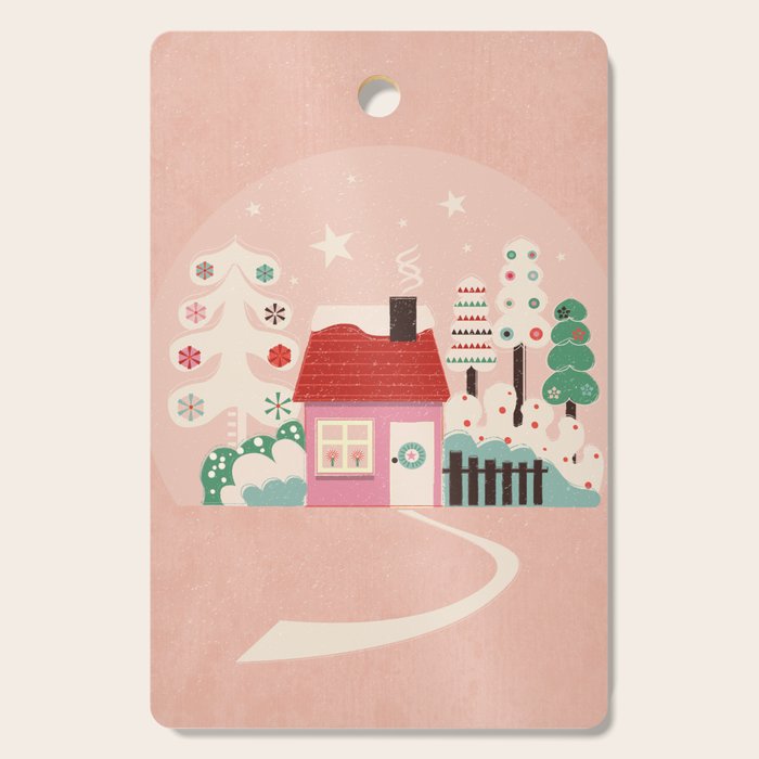Festive Winter Hut in pink Cutting Board Gallery Image 1