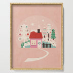 Festive Winter Hut in pink Serving Tray Gallery Image 1