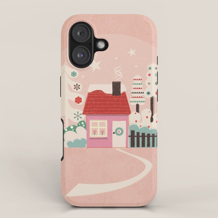 Festive Winter Hut in pink iPhone Case Gallery Image 1