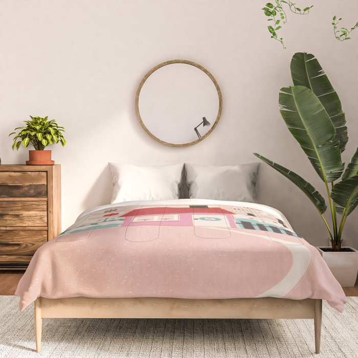Festive Winter Hut in pink Comforter Gallery Image 3