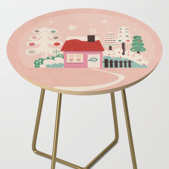 Festive Winter Hut in pink Side Table Gallery Image 2