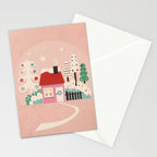 Festive Winter Hut in pink Stationery Card Gallery Image 2