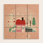 Festive Winter Hut in pink Wood Wall Art Gallery Image 1