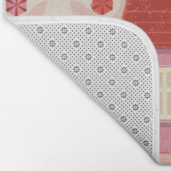 Festive Winter Hut in pink Bath Mat Gallery Image 2