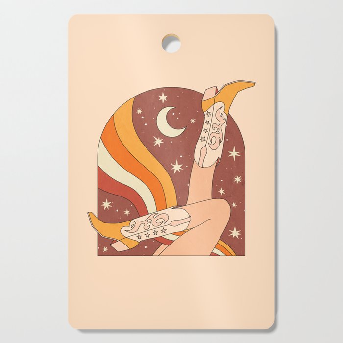 Neutral 70s Western Boots Cutting Board Gallery Image 1