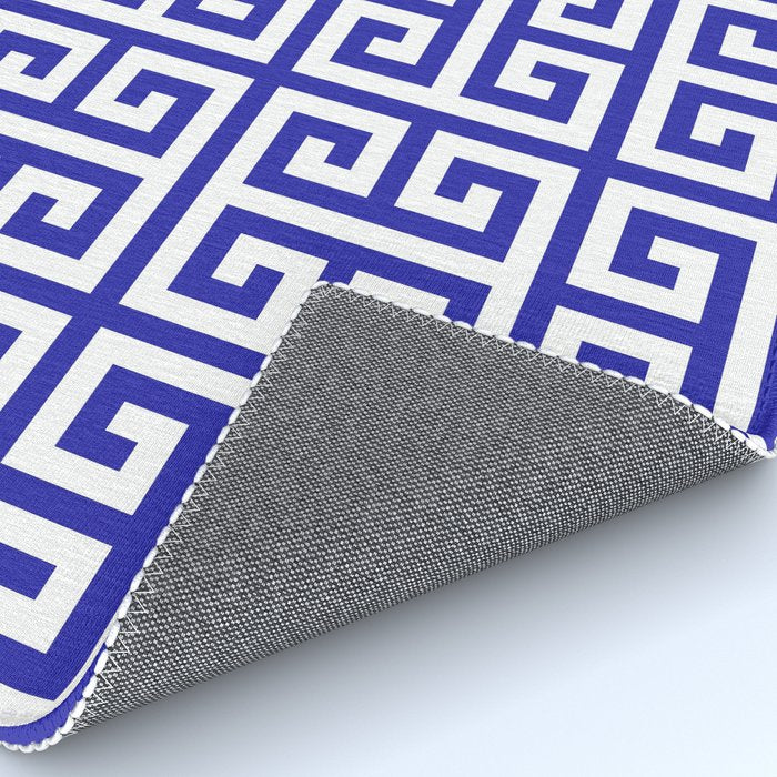 Greek Key (Navy Blue & White Pattern) Rug Gallery Image 4