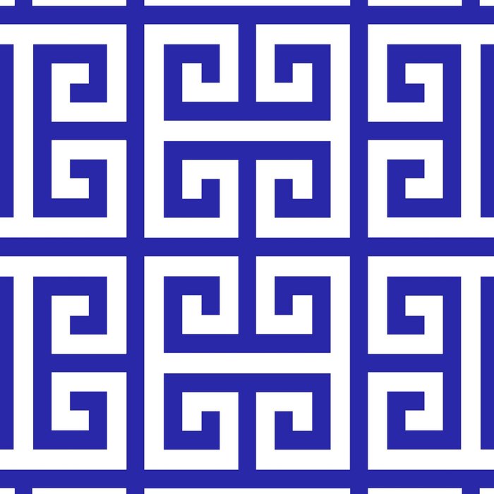 Greek Key (Navy Blue & White Pattern) Coffee Mug Gallery Image 2