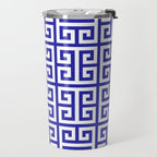 Greek Key (Navy Blue & White Pattern) Travel Mug Gallery Image 2