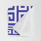 Greek Key (Navy Blue & White Pattern) Throw Blanket Gallery Image 3