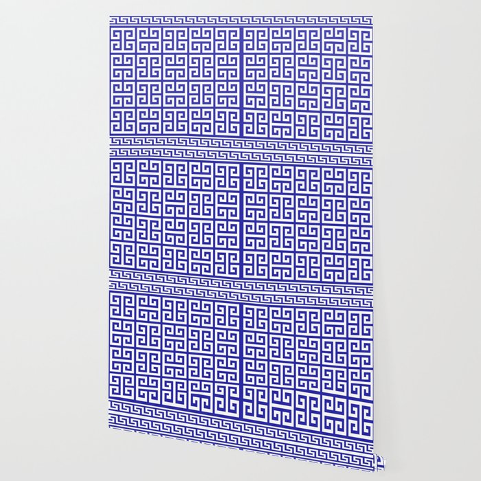 Greek Key (Navy Blue & White Pattern) Wallpaper Gallery Image 2