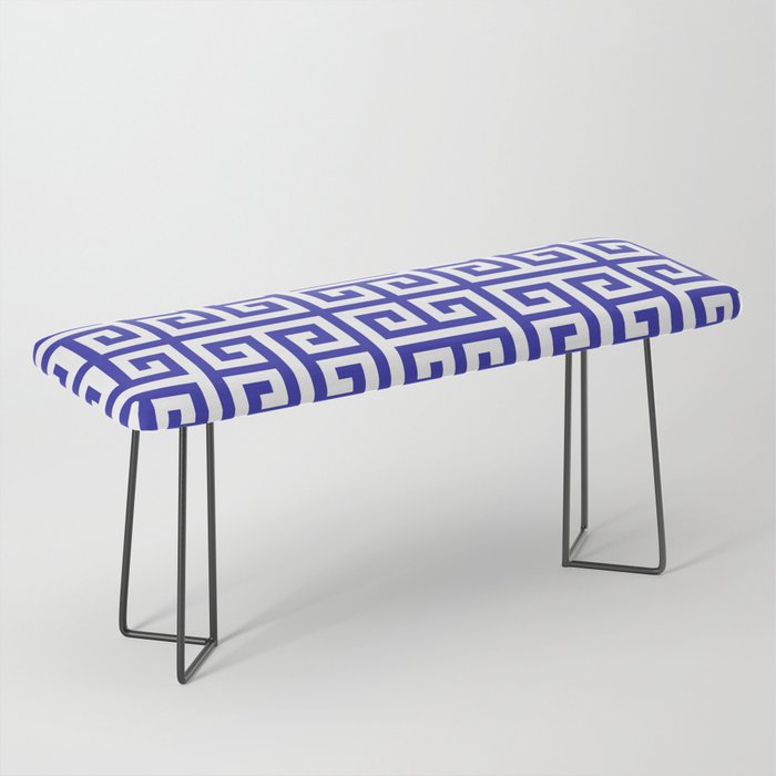 Greek Key (Navy Blue & White Pattern) Bench Gallery Image 1