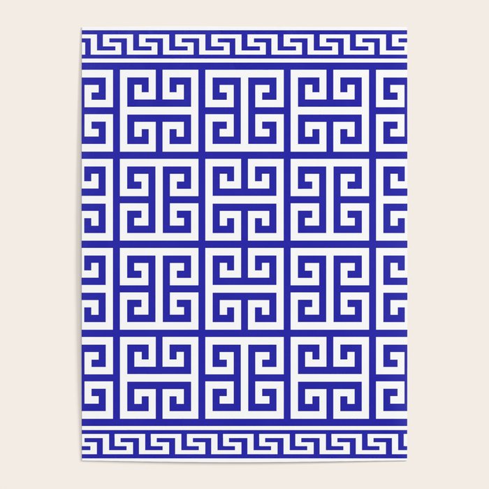 Greek Key (Navy Blue & White Pattern) Poster Gallery Image 4