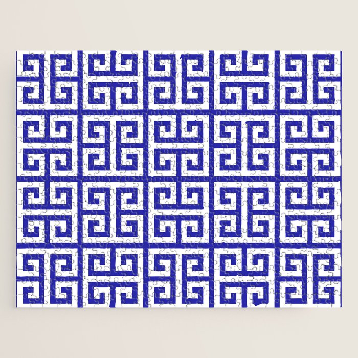 Greek Key (Navy Blue & White Pattern) Jigsaw Puzzle Gallery Image 1
