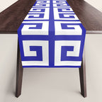 Greek Key (Navy Blue & White Pattern) Table Runner Gallery Image 1
