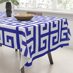 Greek Key (Navy Blue & White Pattern) Tablecloth Gallery Image 3
