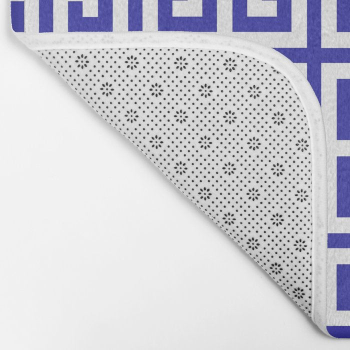 Greek Key (Navy Blue & White Pattern) Bath Mat Gallery Image 2