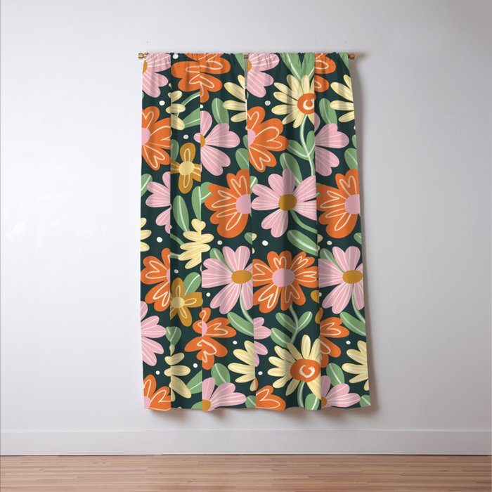 Floral Green Window Curtain Gallery Image 3