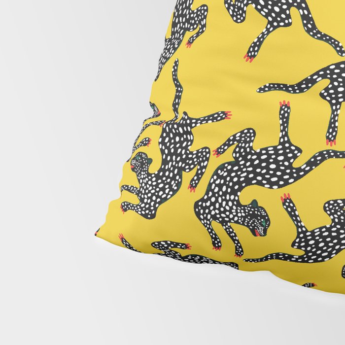 Bold Leopard Art Print on Pink with Floral Accents - Modern Animal Wall Art Pillow Sham Gallery Image 4