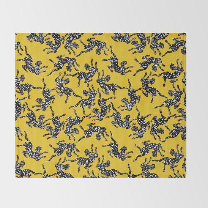 Bold Leopard Art Print on Pink with Floral Accents - Modern Animal Wall Art Throw Blanket Gallery Image 2