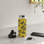Bold Leopard Art Print on Pink with Floral Accents - Modern Animal Wall Art Water Bottle Gallery Image 4