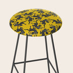 Bold Leopard Art Print on Pink with Floral Accents - Modern Animal Wall Art Stool Gallery Image 2