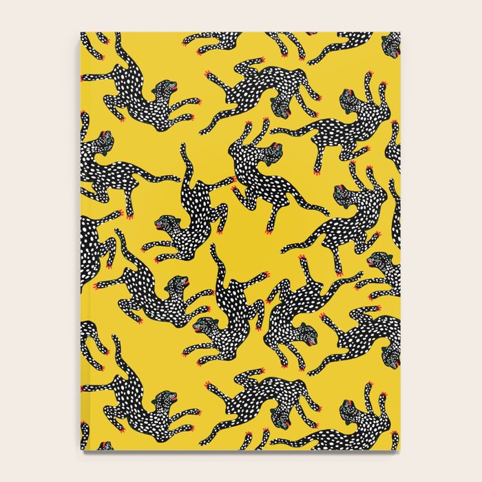 Bold Leopard Art Print on Pink with Floral Accents - Modern Animal Wall Art Notebook Gallery Image 4