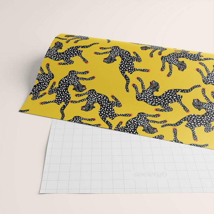 Bold Leopard Art Print on Pink with Floral Accents - Modern Animal Wall Art Wrapping Paper Gallery Image 2