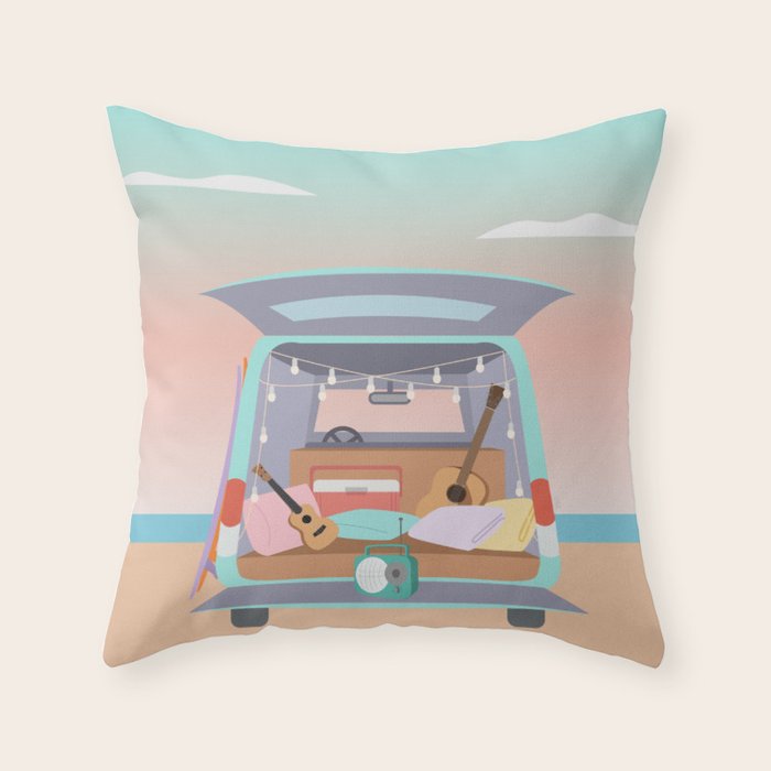 Beach Van Throw Pillow Gallery Image 6