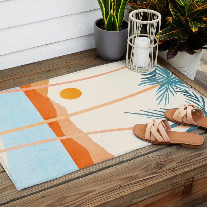 Palm Island Sunset Landscape Outdoor Rug Gallery Image 2
