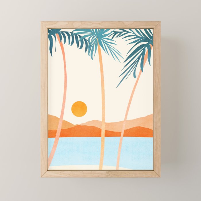 Palm Island Sunset Landscape Mini Art Print Gallery Image 1