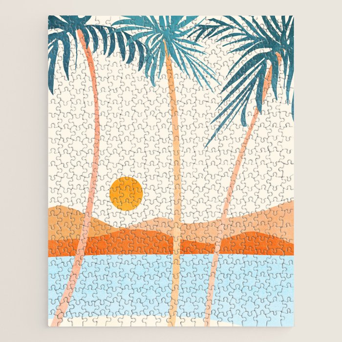 Palm Island Sunset Landscape Jigsaw Puzzle Gallery Image 1