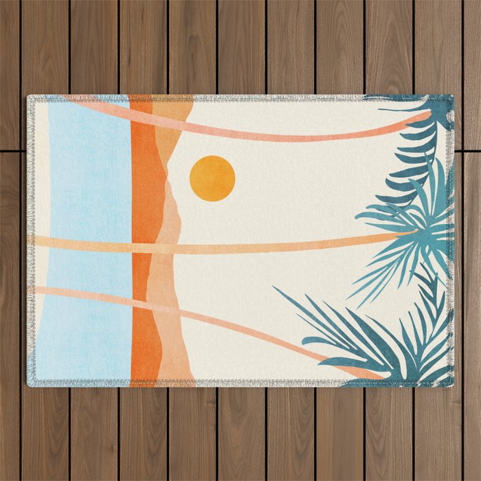Palm Island Sunset Landscape Outdoor Rug Gallery Image 1