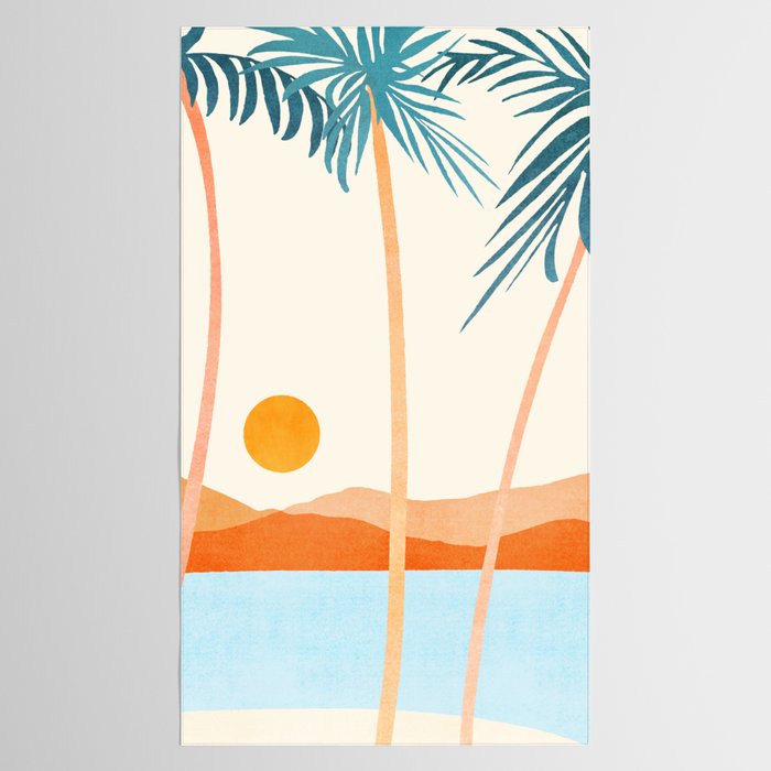 Palm Island Sunset Landscape Tablecloth Gallery Image 2